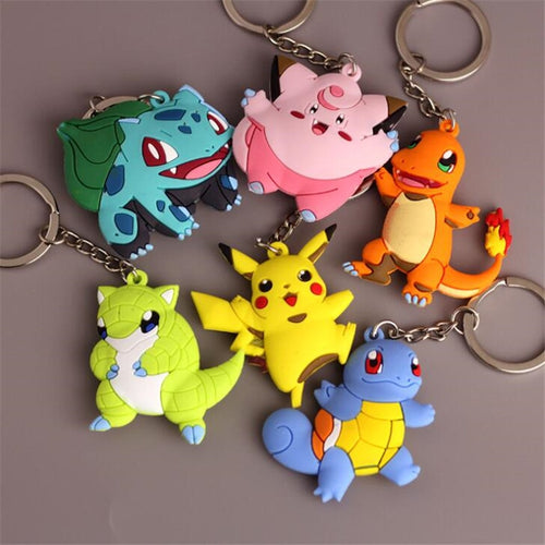Hot New Japan Anime Pokemon Key Chain Pikachu Charmander Bulbasaur Cartoon Cute Toy Pendant Cosplay Badge Snorlax Fancy Gift