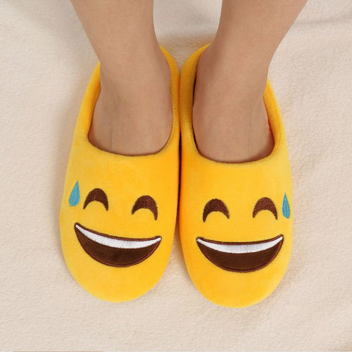 ETOSELL Lovely Indoor Warm Emoji Slippers Winter Cotton Plush Slipper Emoji Shoes Smiley Emoticon Winter Cute  Cartoon Shoes