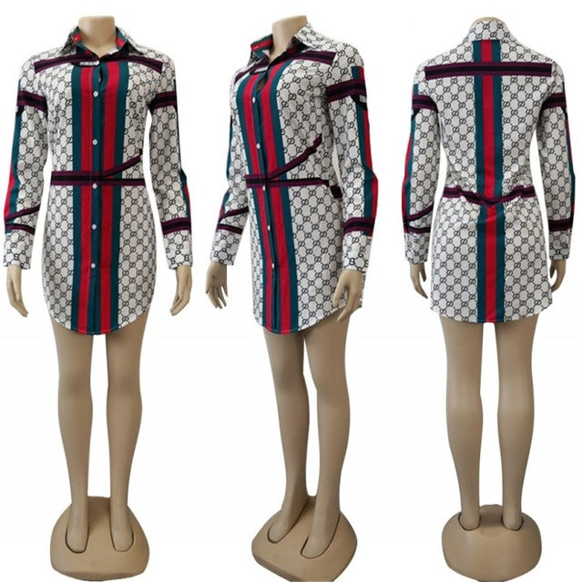 African Women's Dress Dashiki Super Large Fashion Printed Long Sleeve Shirt with Lapel Lady African Dresses for Women 2019 New